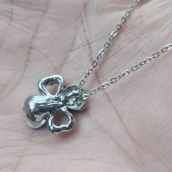 4 Hearts Pendant Necklace Blue Crystals Accent Silver Tone Chain Fashion Jewelry - Picture 4 of 11